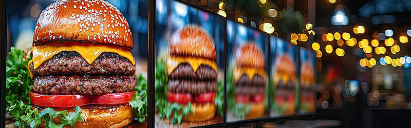 Row of Burgers on Displays