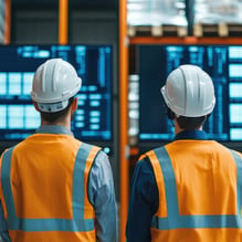 Warehouse Workerrs Looking at Screens WEB